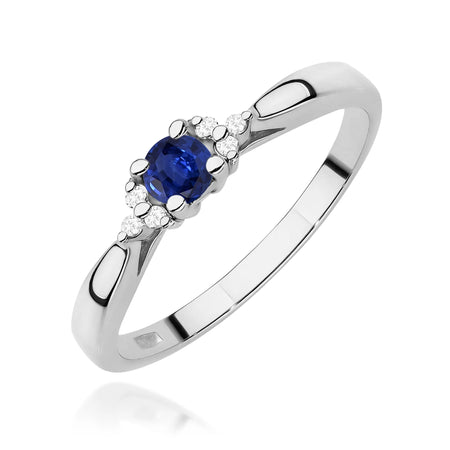 14k (585) White Gold Rings | 0.15ct Sapphire and 0.03ct Diamonds | GREMARI Jewelry
