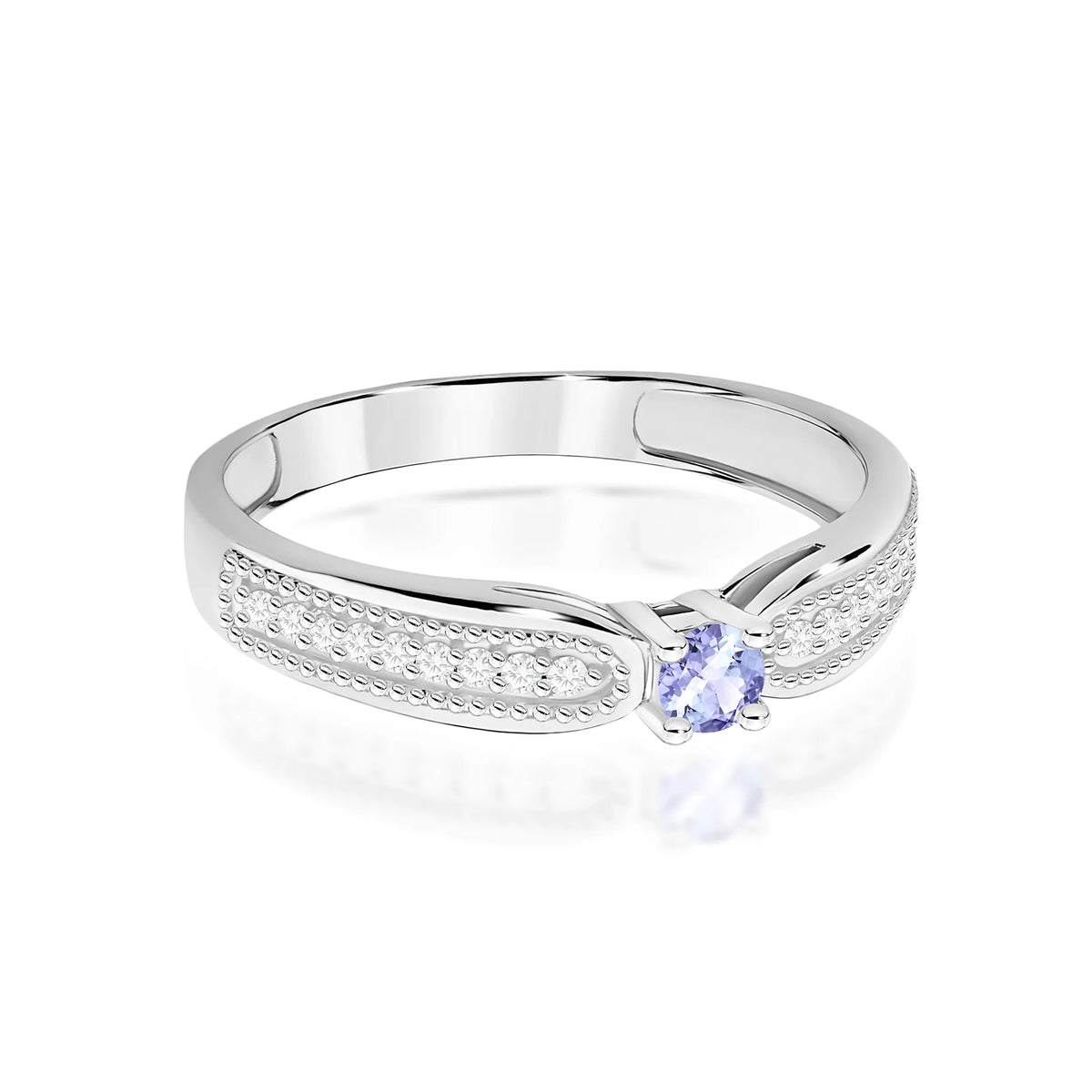 14k (585) White Gold Rings | 0.15ct Tansanit and 0.09ct Diamonds | GREMARI Jewelry