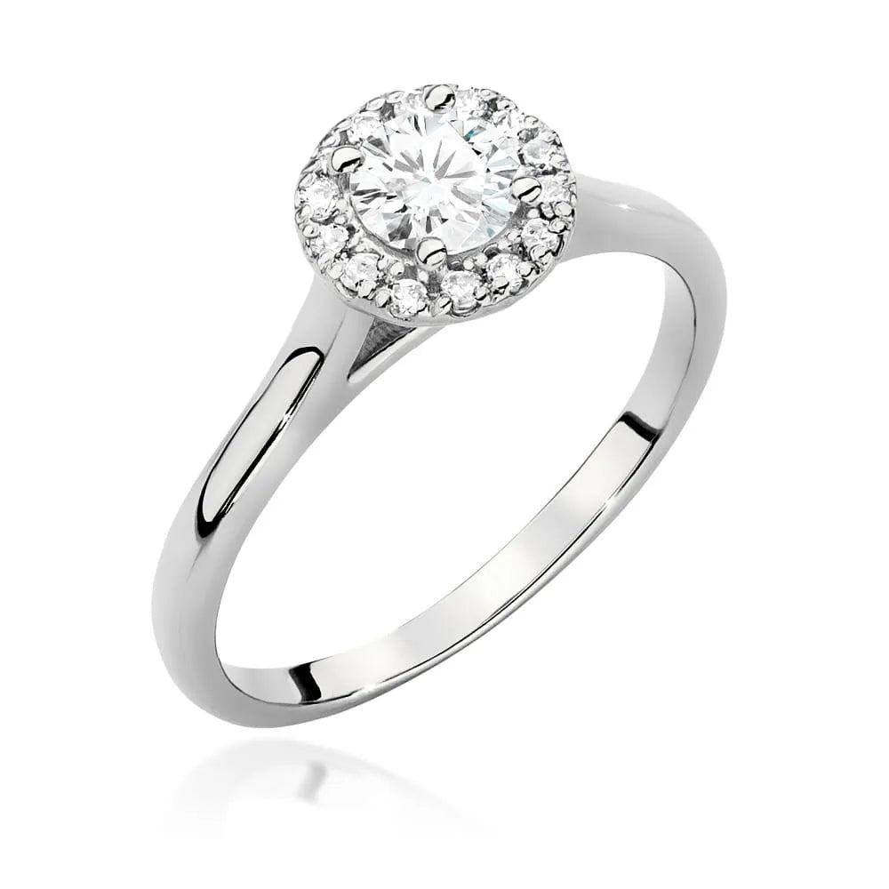 Ring aus 14-karätigem (585) Weißgold mit 0,40 ct Diamant und seitlichen Diamanten 0,12 ct. Perfekt als Geschenk.
