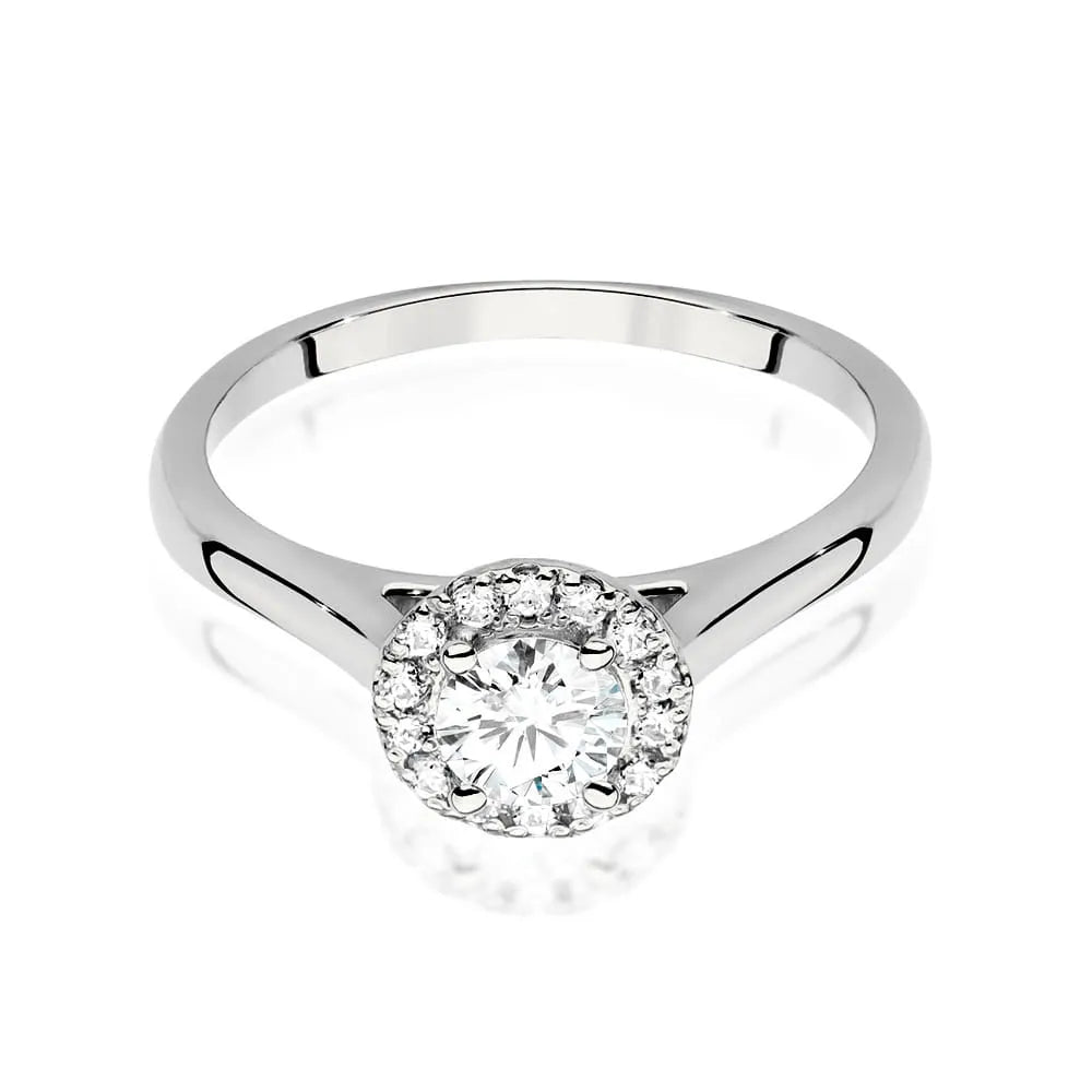 Ring aus 14-karätigem (585) Weißgold mit 0,40 ct Diamant und seitlichen Diamanten 0,12 ct. Perfekt als Geschenk.