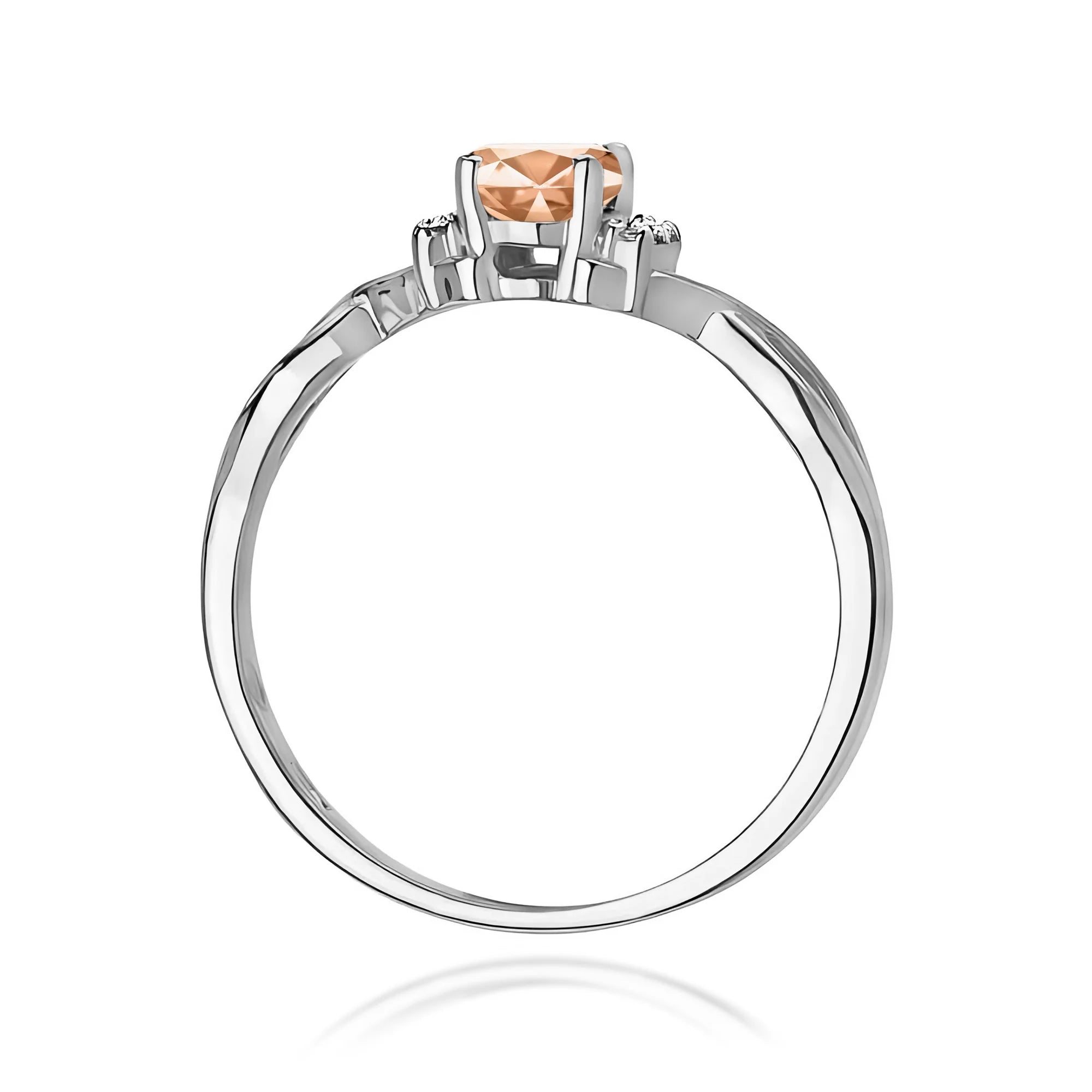 14k (585) White Gold Ring | 0.40ct Morganite and 0.052ct Diamonds | GREMARI Jewelry
