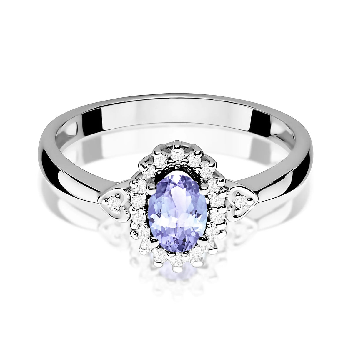 14k (585) White Gold Ring | 0.40ct Tansanit and 0.10ct Diamonds | GREMARI Jewelry