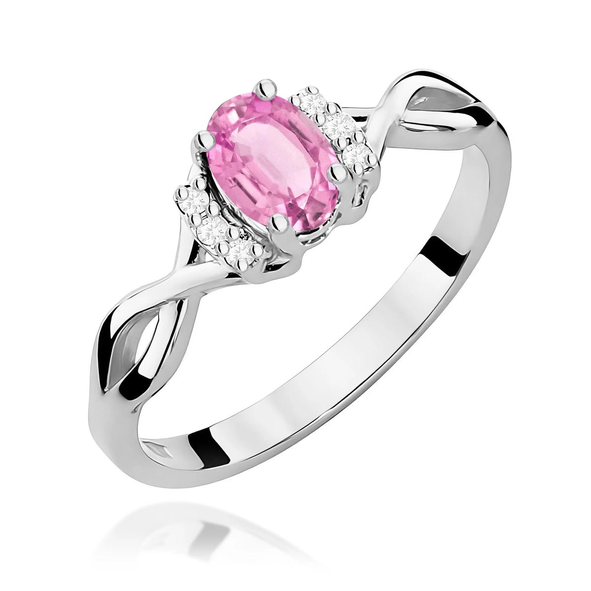 14k (585) White Gold Ring | 0.45ct Pink Sapphire and 0.052ct Diamonds | GREMARI Jewelry