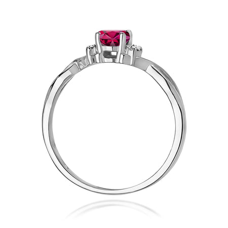 14k (585) White Gold Ring | 0.50ct Rhodolite and 0.052ct Diamonds | GREMARI Jewelry
