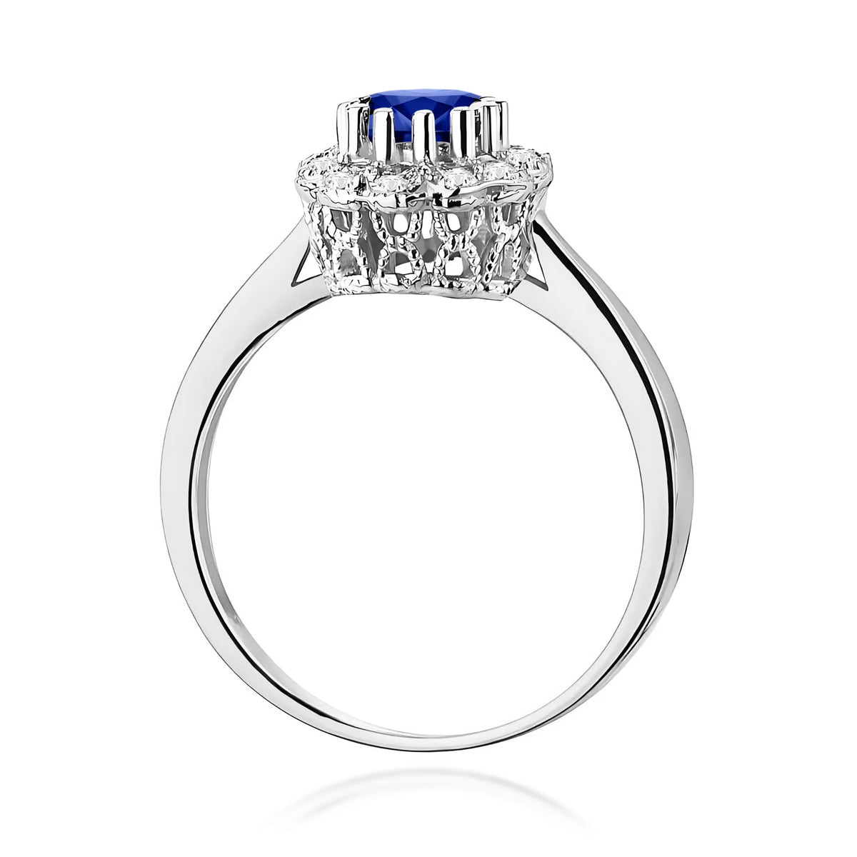 14k (585) White Gold Ring |  0.50ct Saphhire & 0.174ct Diamonds | GREMARI Jewelry