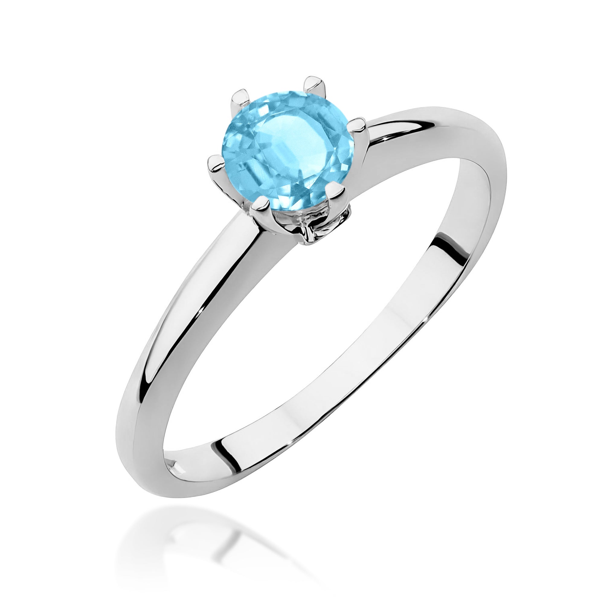 14k White Gold (585) Ring | 0.50ct Topaz & 0.04ct Diamonds | GREMARI Jewelry