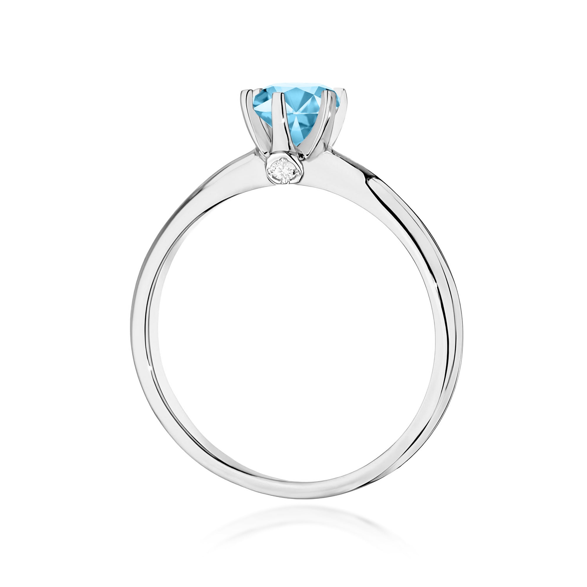 14k White Gold (585) Ring | 0.50ct Topaz & 0.04ct Diamonds | GREMARI Jewelry