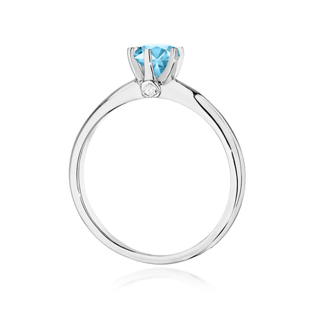 14k White Gold (585) Ring | 0.50ct Topaz & 0.04ct Diamonds | GREMARI Jewelry
