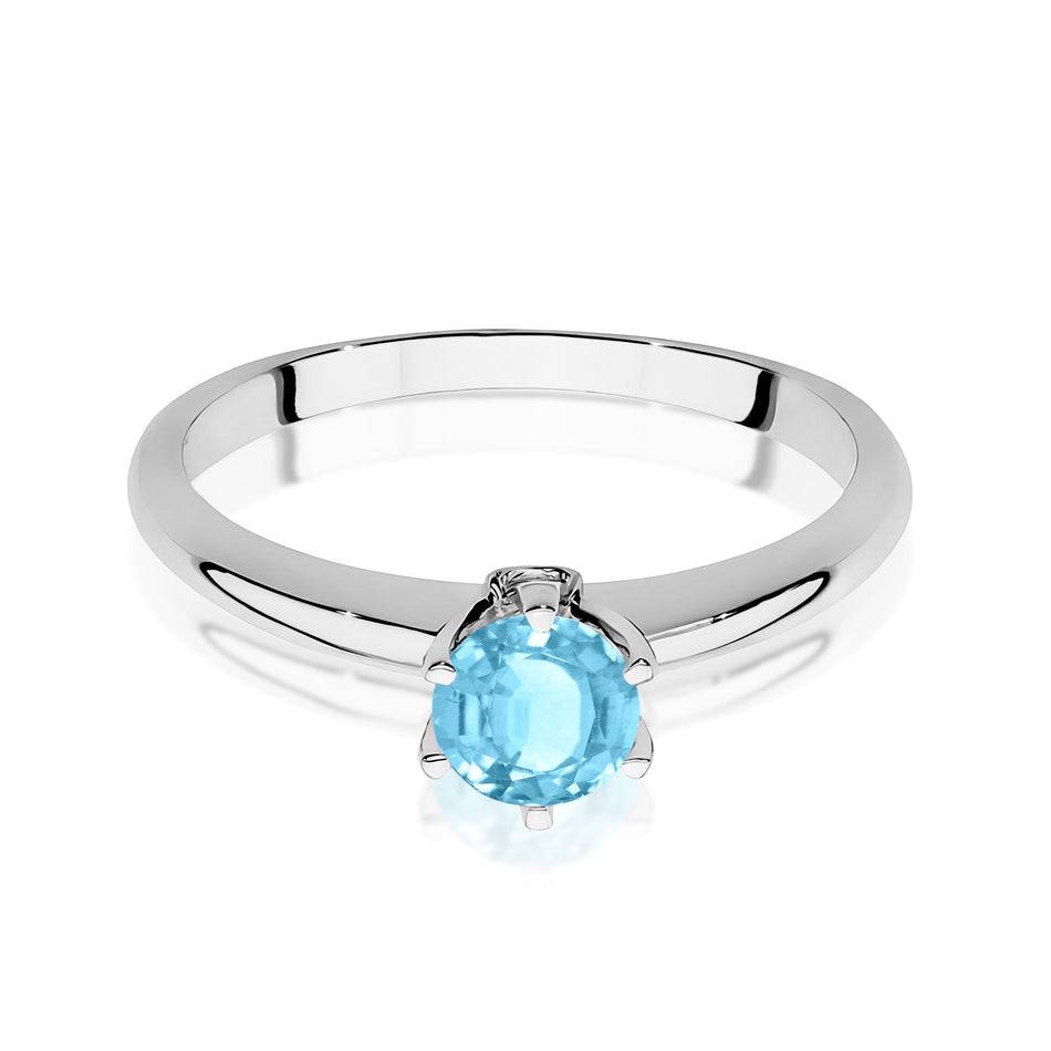 14k White Gold (585) Ring | 0.50ct Topaz & 0.04ct Diamonds | GREMARI Jewelry