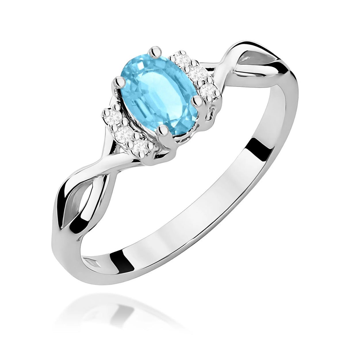14k (585) White Gold Ring | 0.50ct Topaz and 0.052ct Diamonds | GREMARI Jewelry