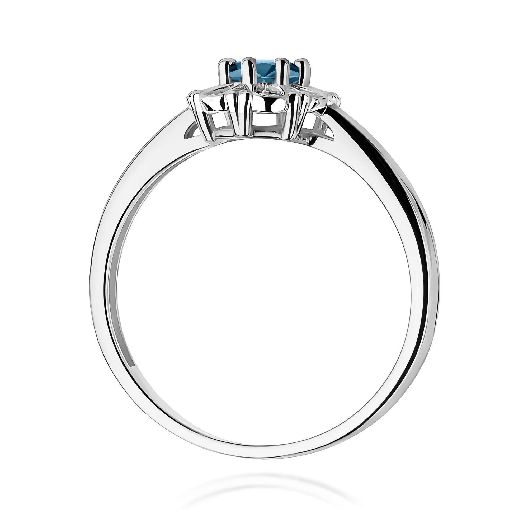 14k (585) White Gold Ring | 0.50ct Topaz London Blue and 0.069ct Diamonds | GREMARI Jewelry
