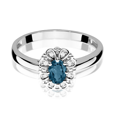 14k (585) White Gold Ring | 0.50ct Topaz London Blue and 0.069ct Diamonds | GREMARI Jewelry
