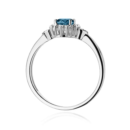 14k (585) White Gold Ring | 0.50ct Topaz London Blue and 0.10ct Diamonds | GREMARI Jewelry
