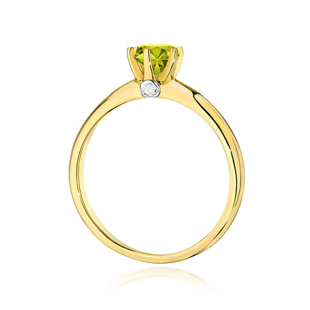 14k (585) White Gold Ring | 0.60ct Olivine & 0.04ct Diamonds | GREMARI Jewelry