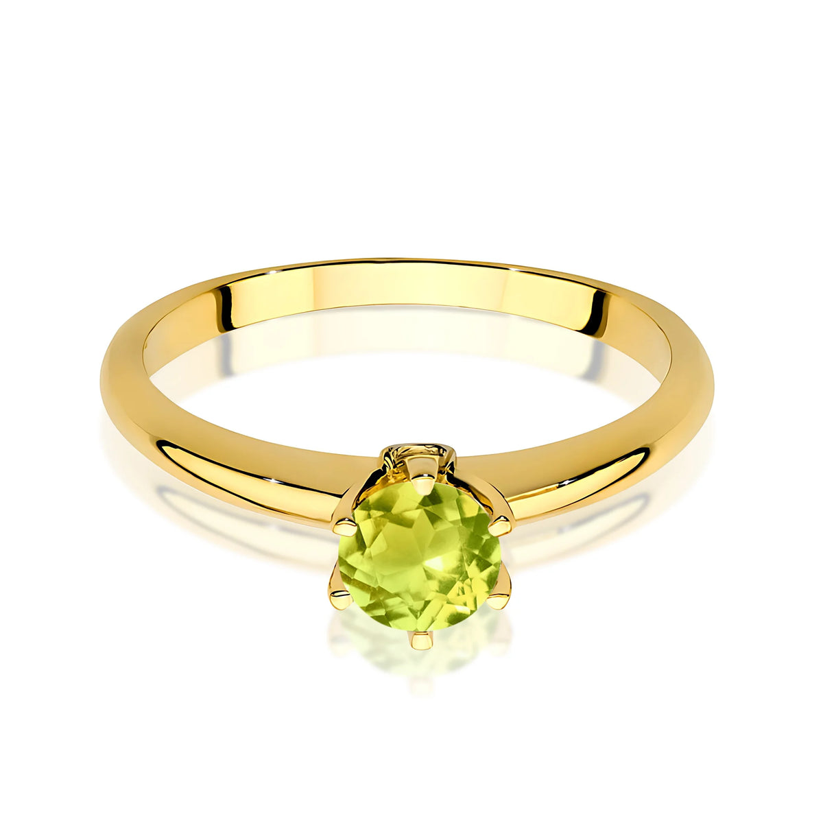 14k (585) White Gold Ring | 0.60ct Olivine & 0.04ct Diamonds | GREMARI Jewelry