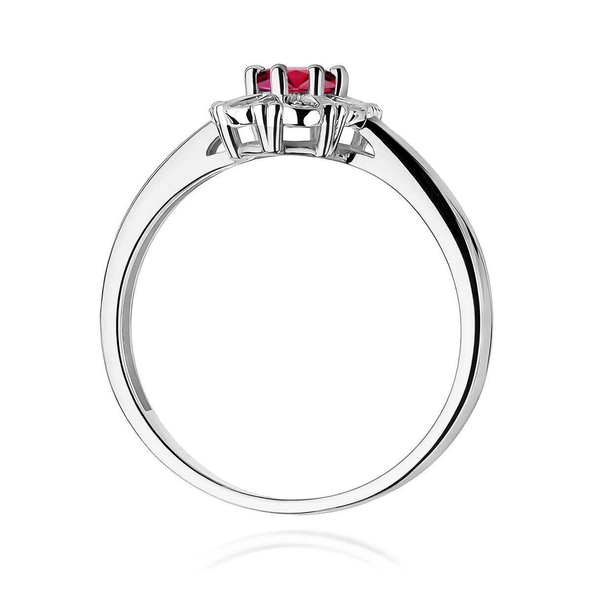14k (585) White Gold Ring | 0.60ct Ruby and 0.069ct Diamonds | GREMARI Jewelry
