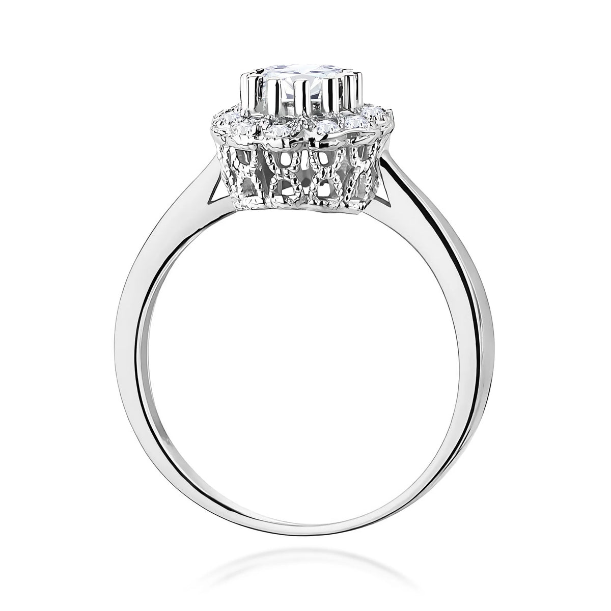 14k (585) White Gold Ring | 0.60ct White Saphhire & 0.174ct Diamonds | GREMARI Jewelry

