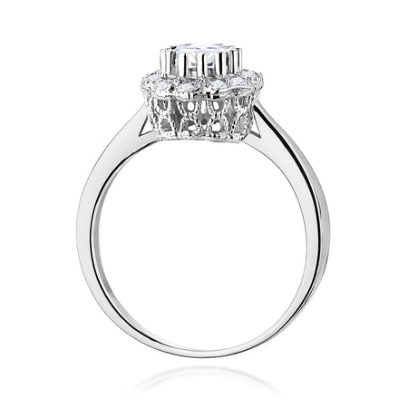 14k (585) White Gold Ring | 0.60ct White Saphhire & 0.174ct Diamonds | GREMARI Jewelry
