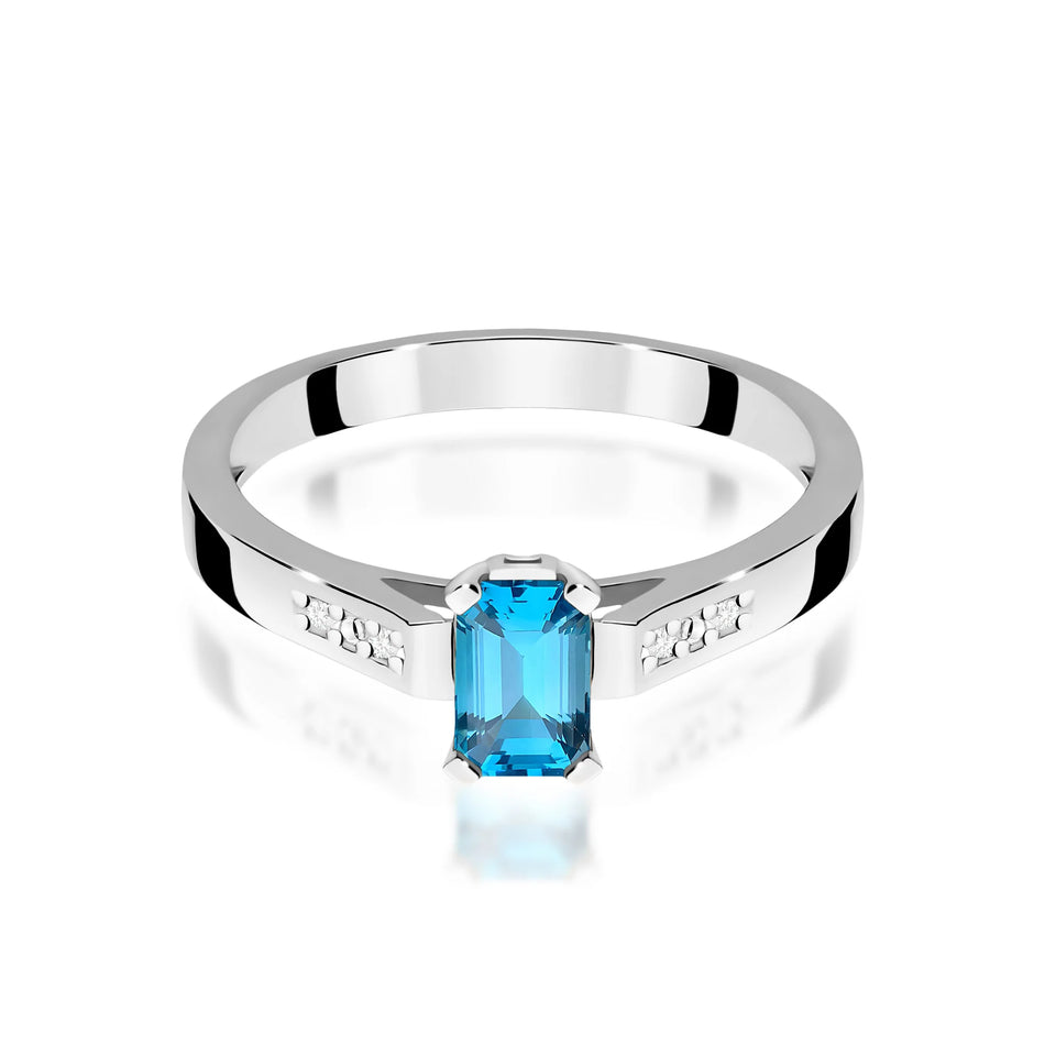 14k (585) White Gold Rings | 0.65ct Topaz and 0.04ct Diamonds | GREMARI Jewelry
