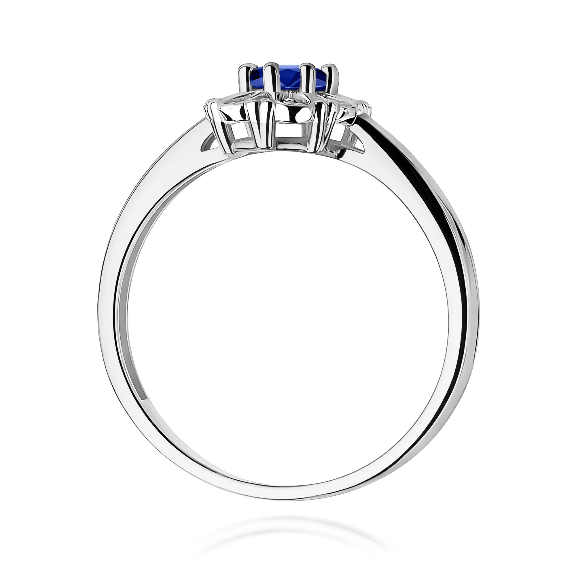 14k (585) White Gold Ring | 0.70ct Sapphire and 0.069ct Diamonds | GREMARI Jewelry