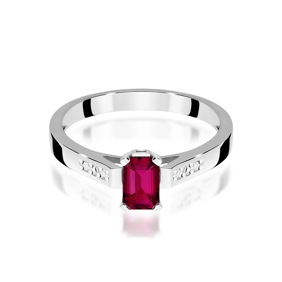 14k (585) White Gold Rings | 0.80ct Ruby and 0.04ct Diamonds | GREMARI Jewelry

