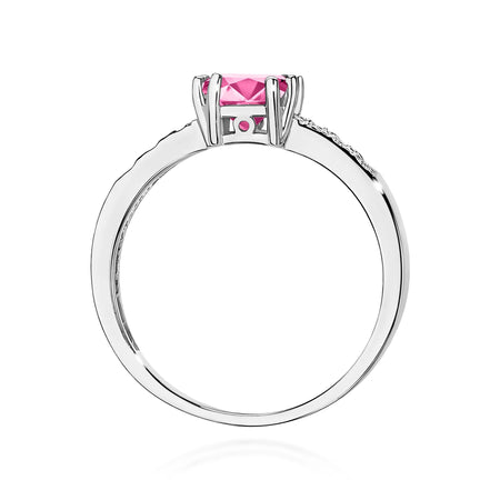 14k (585) White Gold Rings | 1.10ct Pink topaz and 0.06ct Diamonds | GREMARI Jewelry
