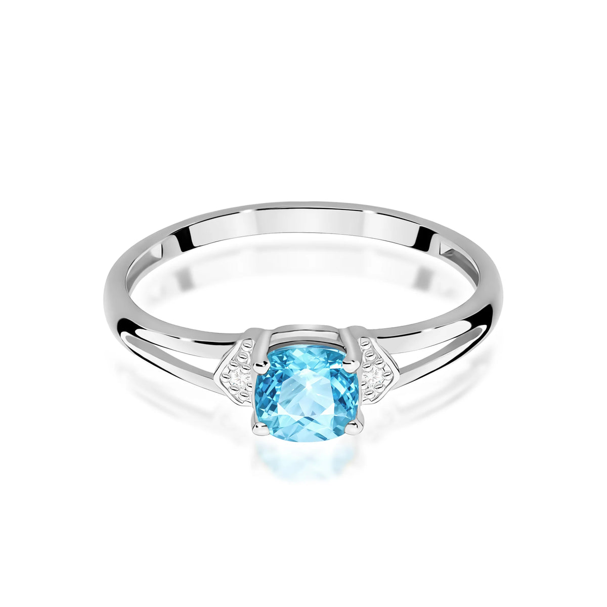 14k White Gold Ring | 0.70ct Topaz & 0.01ct Diamonds | GREMARI Jewelry