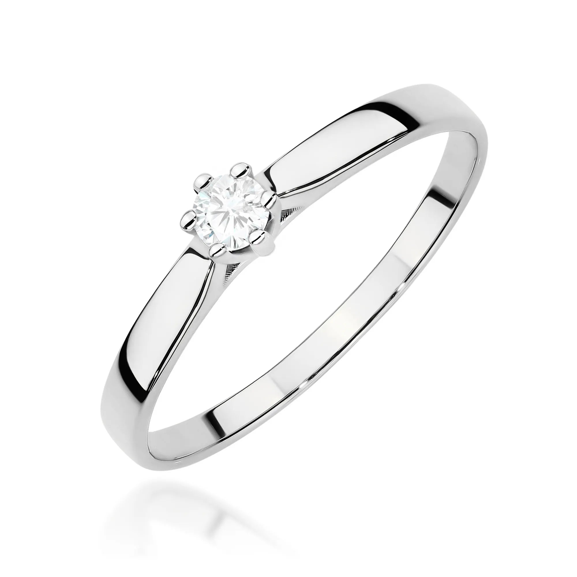 White Gold 14k(585) ring with 0,10ct lab diamond.  Is packaged in an elegant box, which is perfect for a gift.