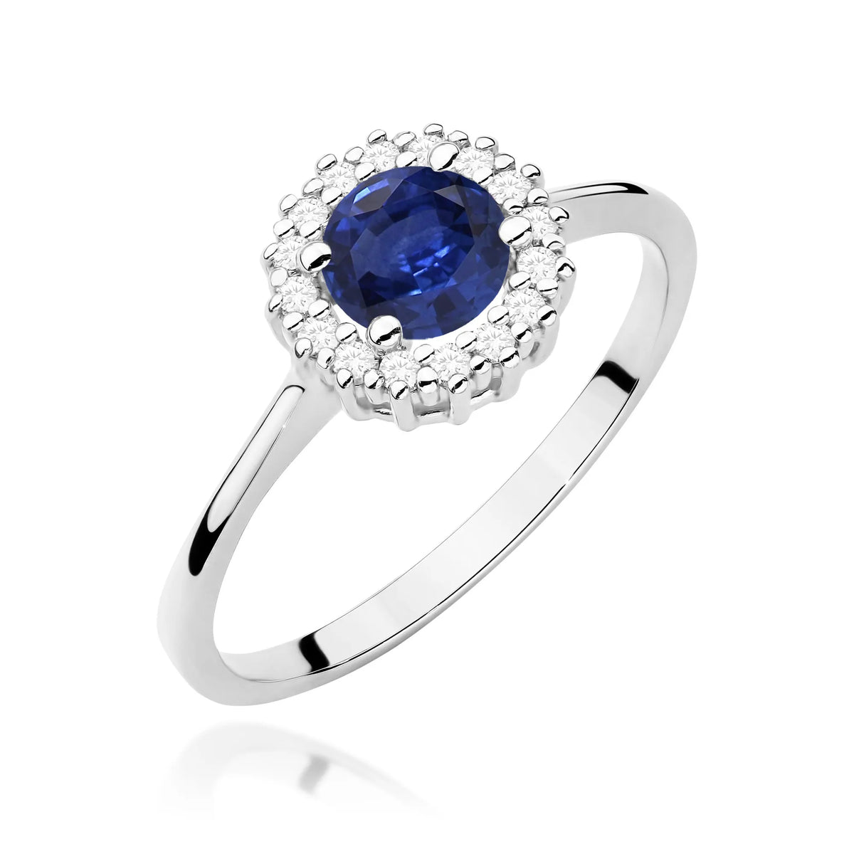 Ring aus 14-karätigem (585) Weißgold mit 0,50 ct Saphir. Wird in einer eleganten Schachtel geliefert, die sich perfekt als Geschenk eignet.