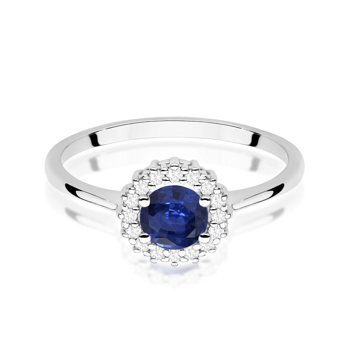 Ring aus 14-karätigem (585) Weißgold mit 0,50 ct Saphir. Wird in einer eleganten Schachtel geliefert, die sich perfekt als Geschenk eignet.