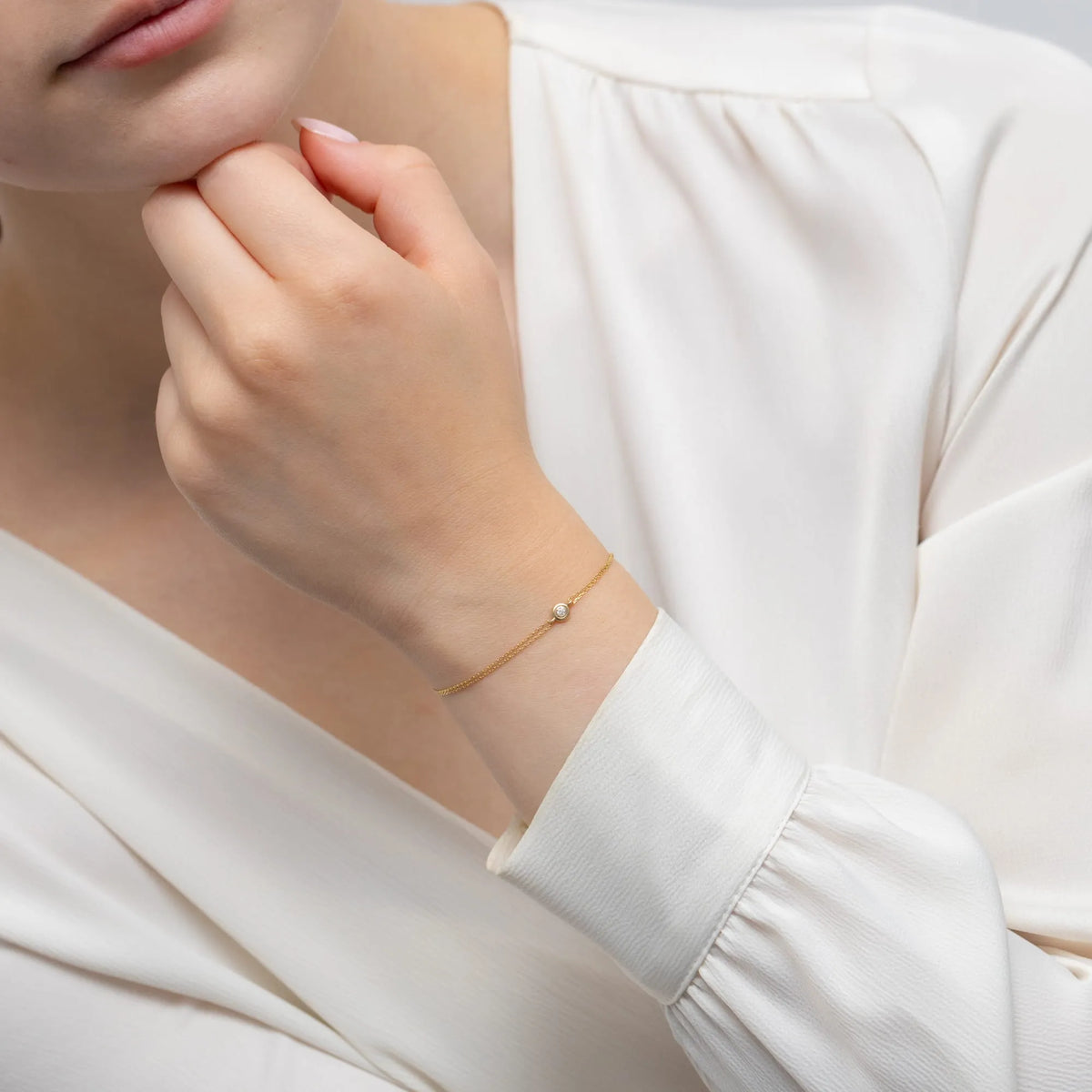 14k Gold (585) Bracelet | 0.02ct Diamond | Sparkling Elegant Luxury Jewelry Gift