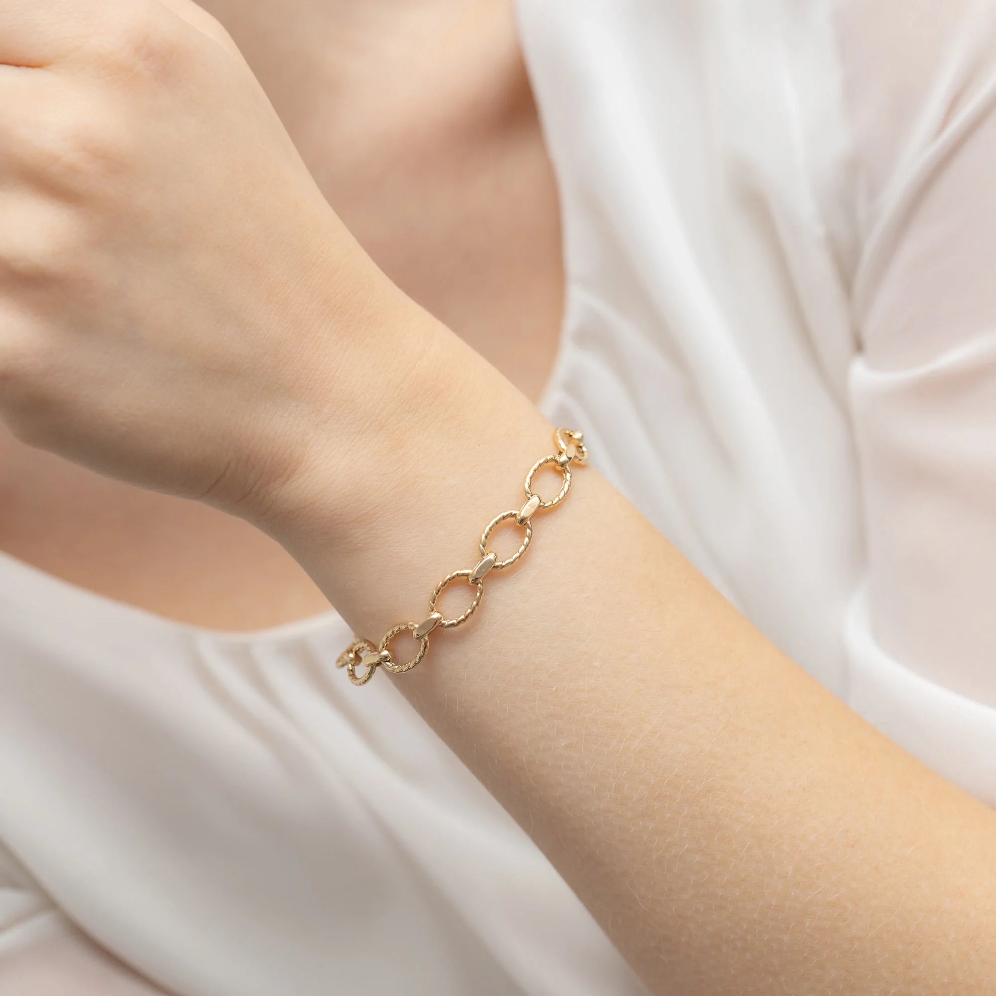 14 Karat Gold (585) Armband | Ovales Gliederdesign | Klassischer Eleganter Feiner Schmuck Zeitlos Stilvolles Geschenk