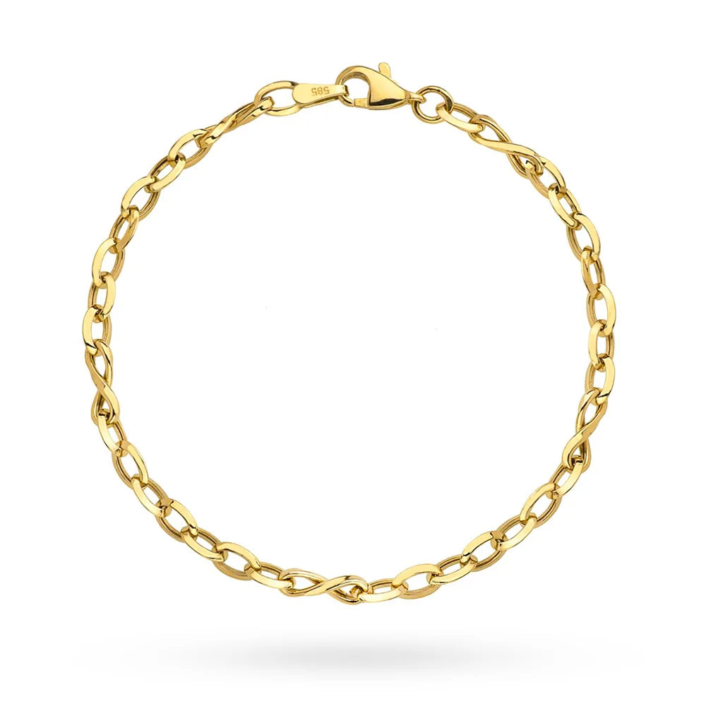 14 Karat Gold (585) Armband | Unendlichkeitssymbole Geflochtene Kette | Bedeutungsvolles Elegantes Feines Schmuckgeschenk