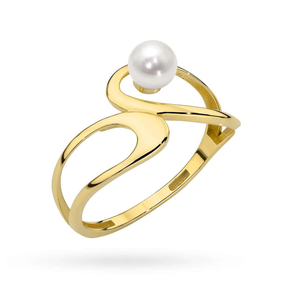 14 Karat Goldring | Perle in Verzierung gefasst | Eleganter Vintage-Schmuck Zeitloser klassischer Geschenkartikel