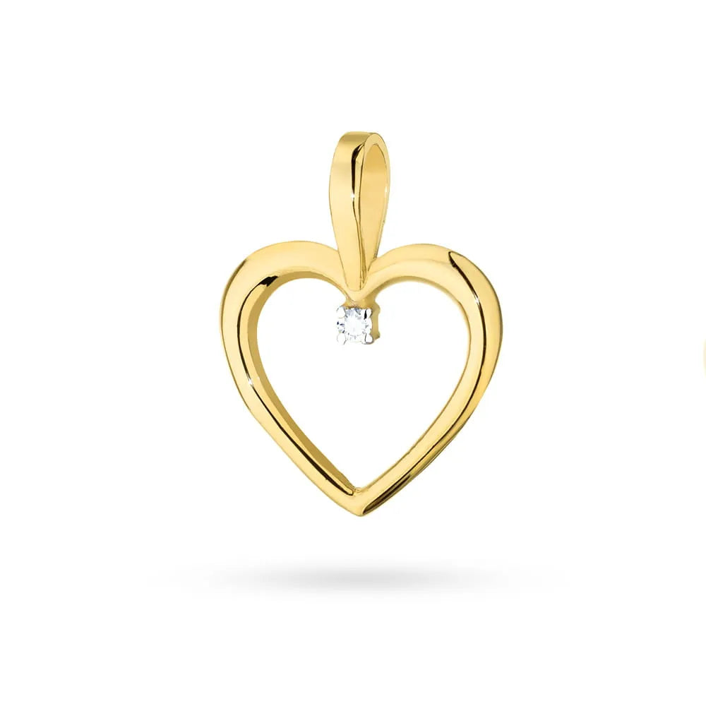 Anhänger aus 14-karätigem Gold mit 0,005 ct Diamant. Gremari Goldanhänger werden in einer eleganten Schachtel und einem Geschenksäckchen verpackt.