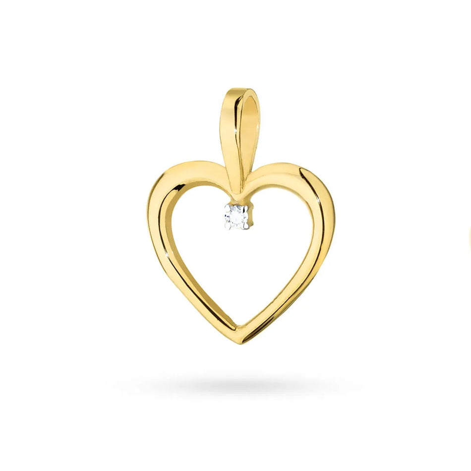 Anhänger aus 14-karätigem Gold mit 0,005 ct Diamant. Gremari Goldanhänger werden in einer eleganten Schachtel und einem Geschenksäckchen verpackt.