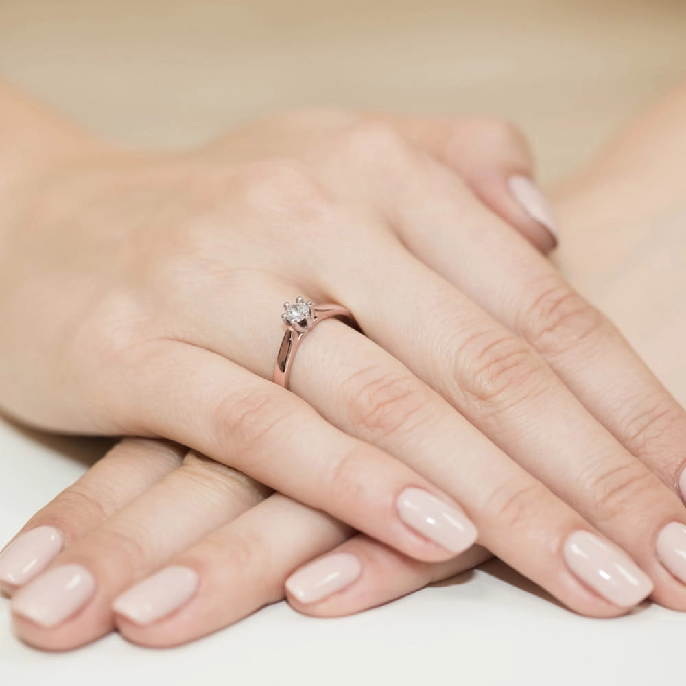 14 Karat Roségold (585) Diamant Klassischer Verlobungsring | Feiner Schmuck Geschenk
