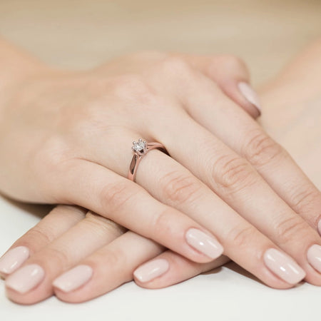 14 Karat Roségold (585) Diamant Klassischer Verlobungsring | Feiner Schmuck Geschenk