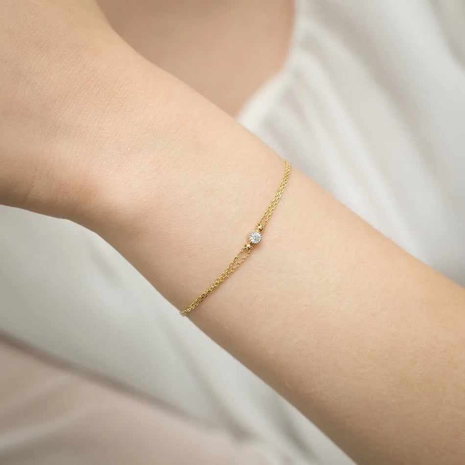 14k Gold (585) Bracelet | 0.10ct Diamond | Sparkling Elegant Luxury Jewelry Gift