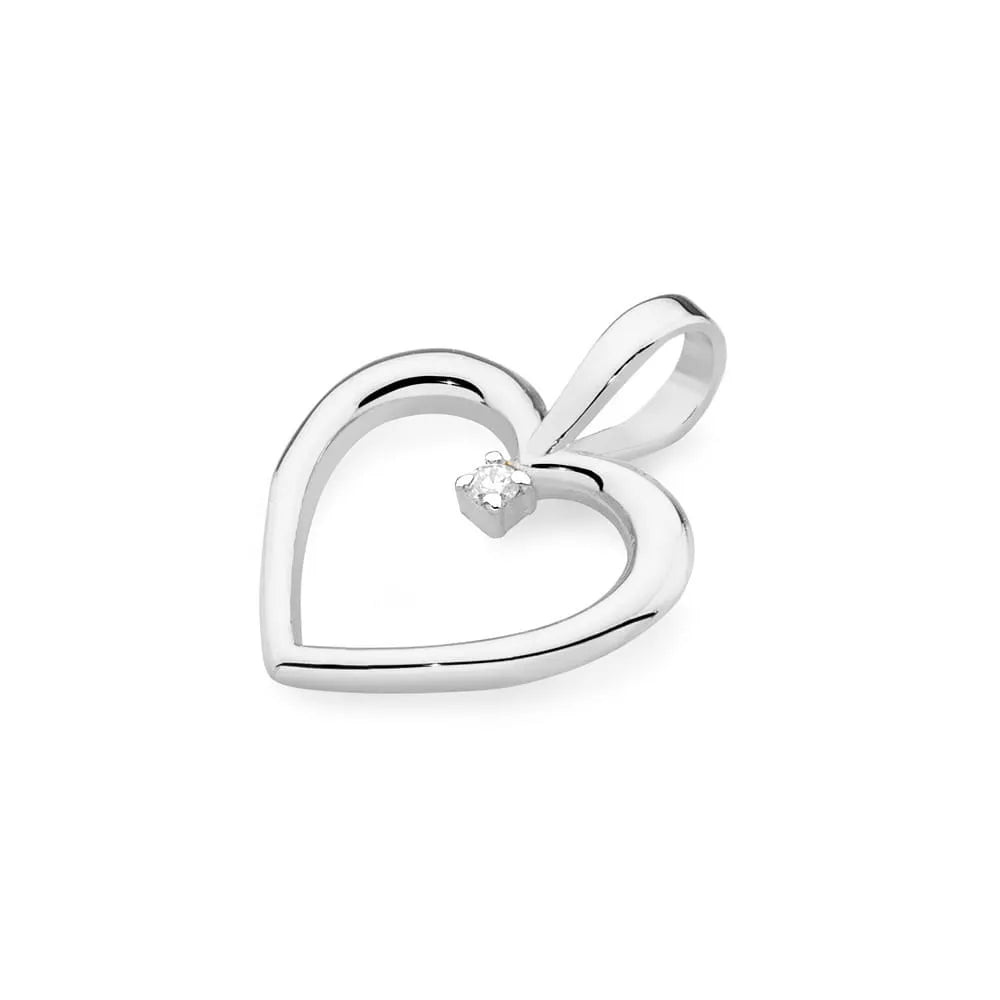 Anhänger aus 14 Karat Weißgold mit 0,005 Karat Diamant. Gremari Goldanhänger werden in einer eleganten Schachtel und einem Geschenksäckchen verpackt.