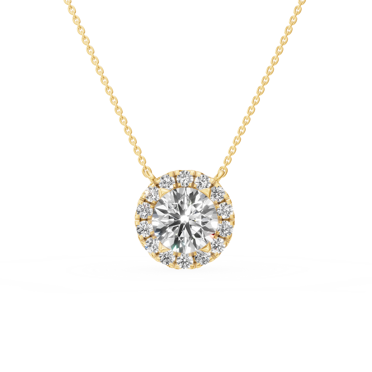 Zarte Tropfen-Halskette aus Gelbgold mit Diamanten
