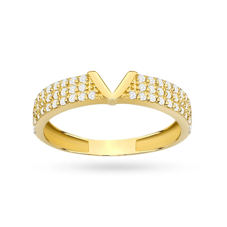 8k Gold (333) Ring | Brief V & Weißer Zirkonia | GREMARI Schmuck