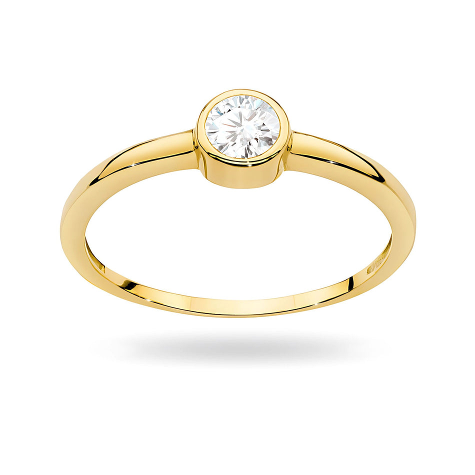 8k Gold (333) Ring | Weißes Zargenfassungs-Design | GREMARI Schmuck