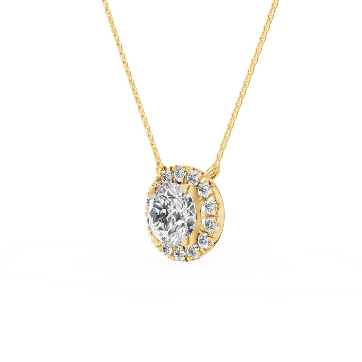 Zarte Tropfen-Halskette aus Gelbgold mit Diamanten