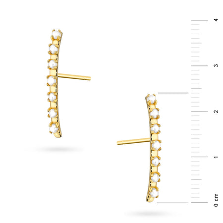 Gold-Plated Silver (925) Earrings | Bar & White Beads | GREMARI Jewelry
