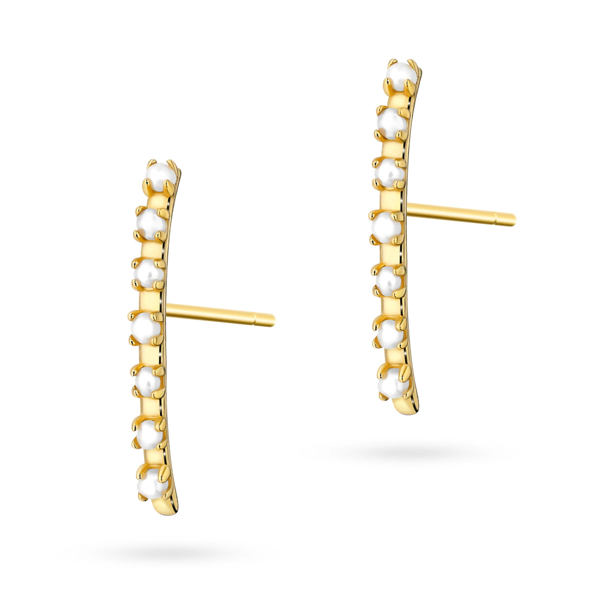 Gold-Plated Silver (925) Earrings | Bar & White Beads | GREMARI Jewelry