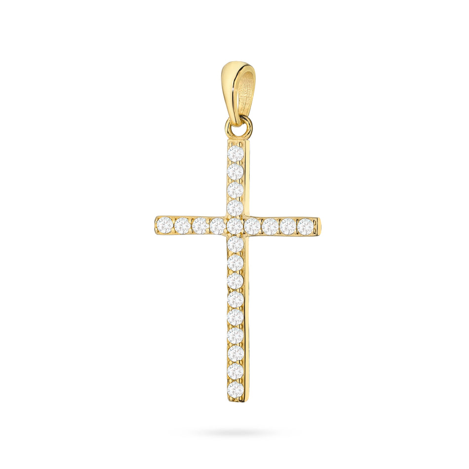 Gold-plated Silver(925) Cross Pendant | Cubic Zirconias | GREMARI Jewelry