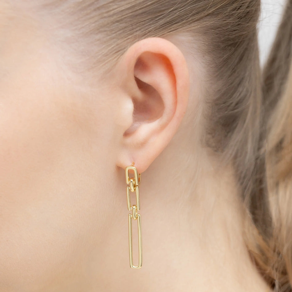 Ohrringe aus vergoldetem Silber (925) | Geometrischer Rechteck-Anhänger | GREMARI Schmuck