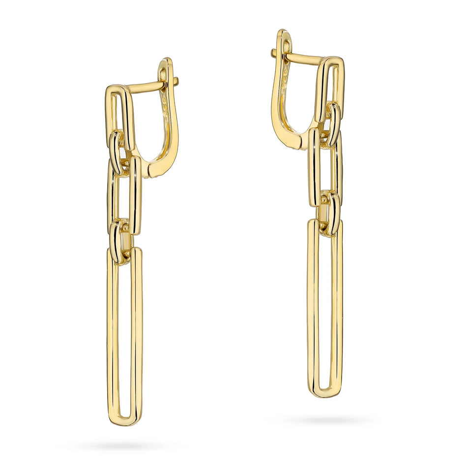 Ohrringe aus vergoldetem Silber (925) | Geometrischer Rechteck-Anhänger | GREMARI Schmuck