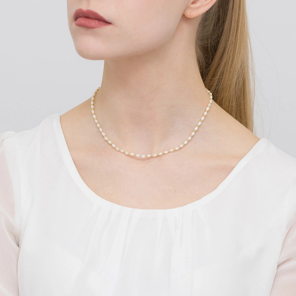 Gold-Plated Silver (925) Necklace | Pearl Choker | GREMARI Jewelry